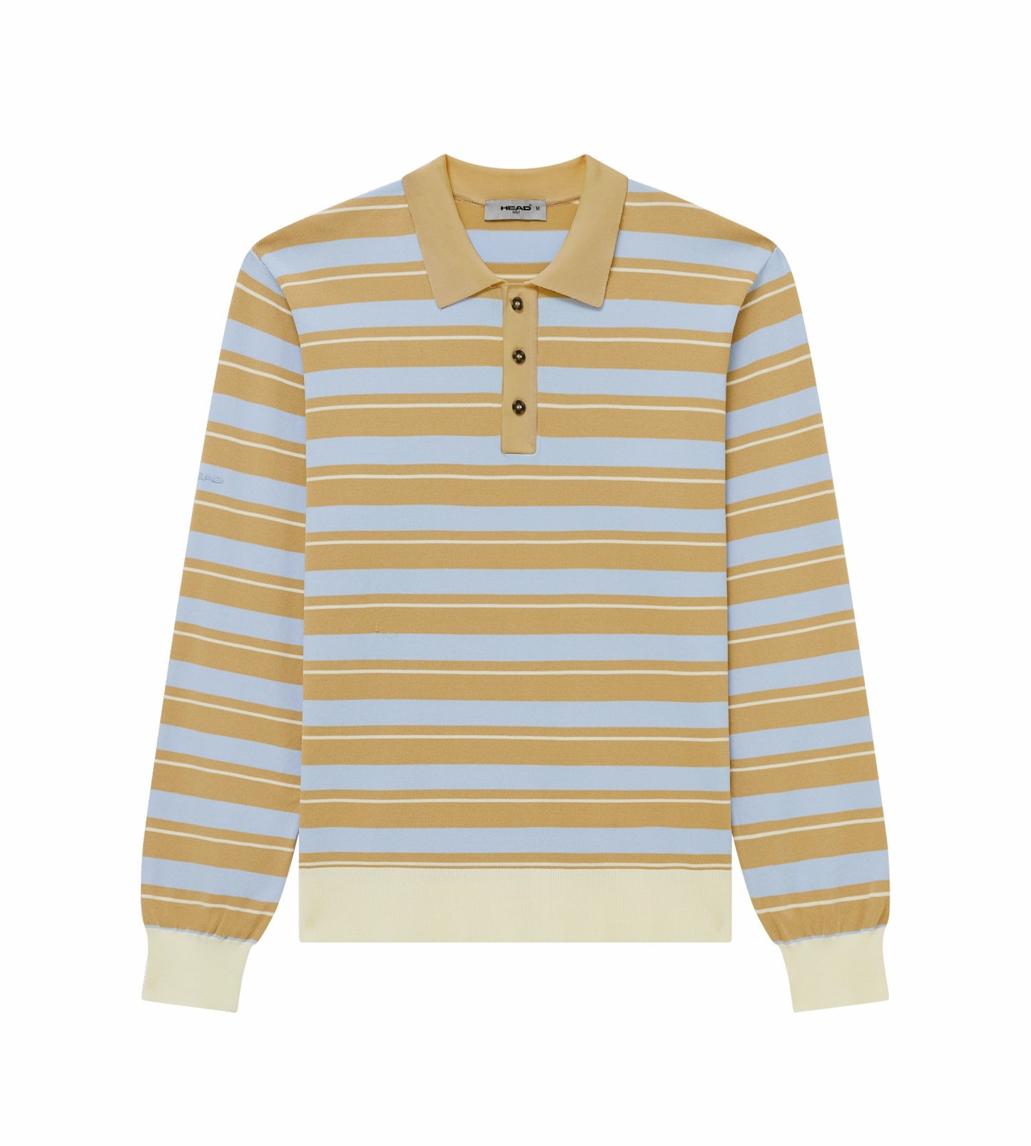 Head Golf Striped Knit Polo Shirt - Khaki/Cream/Blue