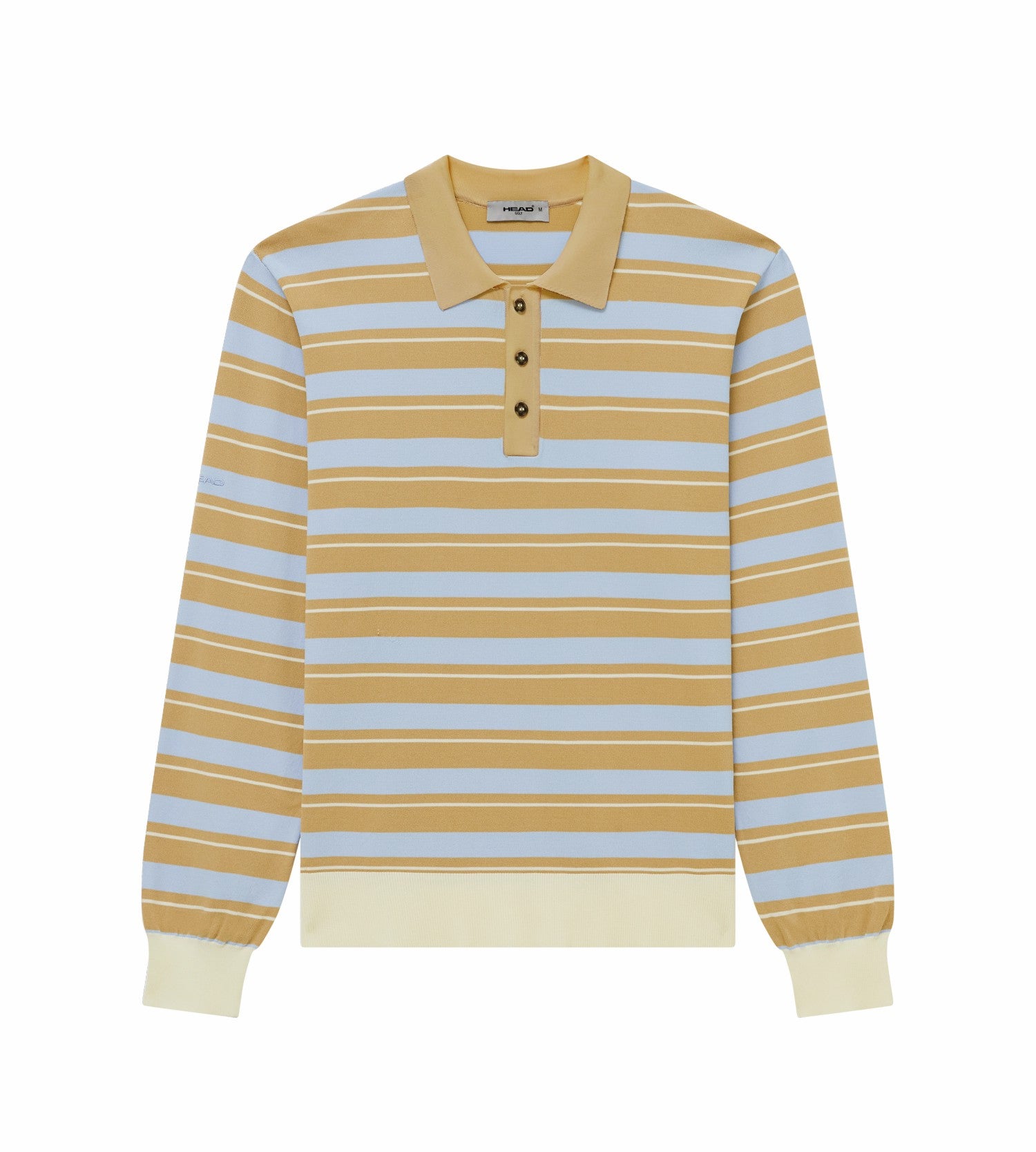 Head Golf Striped Knit Polo Shirt - Khaki/Cream/Blue