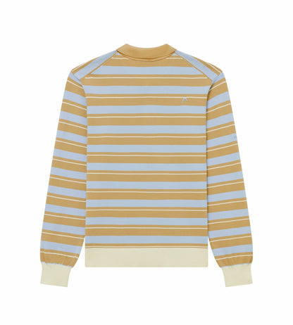 Head Golf Striped Knit Polo Shirt - Khaki/Cream/Blue