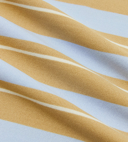Head Golf Striped Knit Polo Shirt - Khaki/Cream/Blue