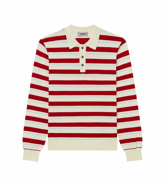 Head Golf Striped Knit Polo Shirt - Cream/Blue/Red