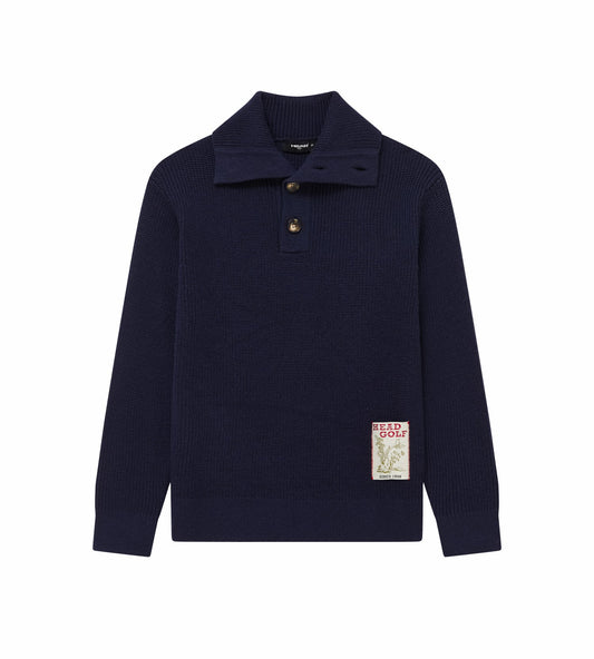 Head Golf Wool Quarter Button Sweater - Deep Navy