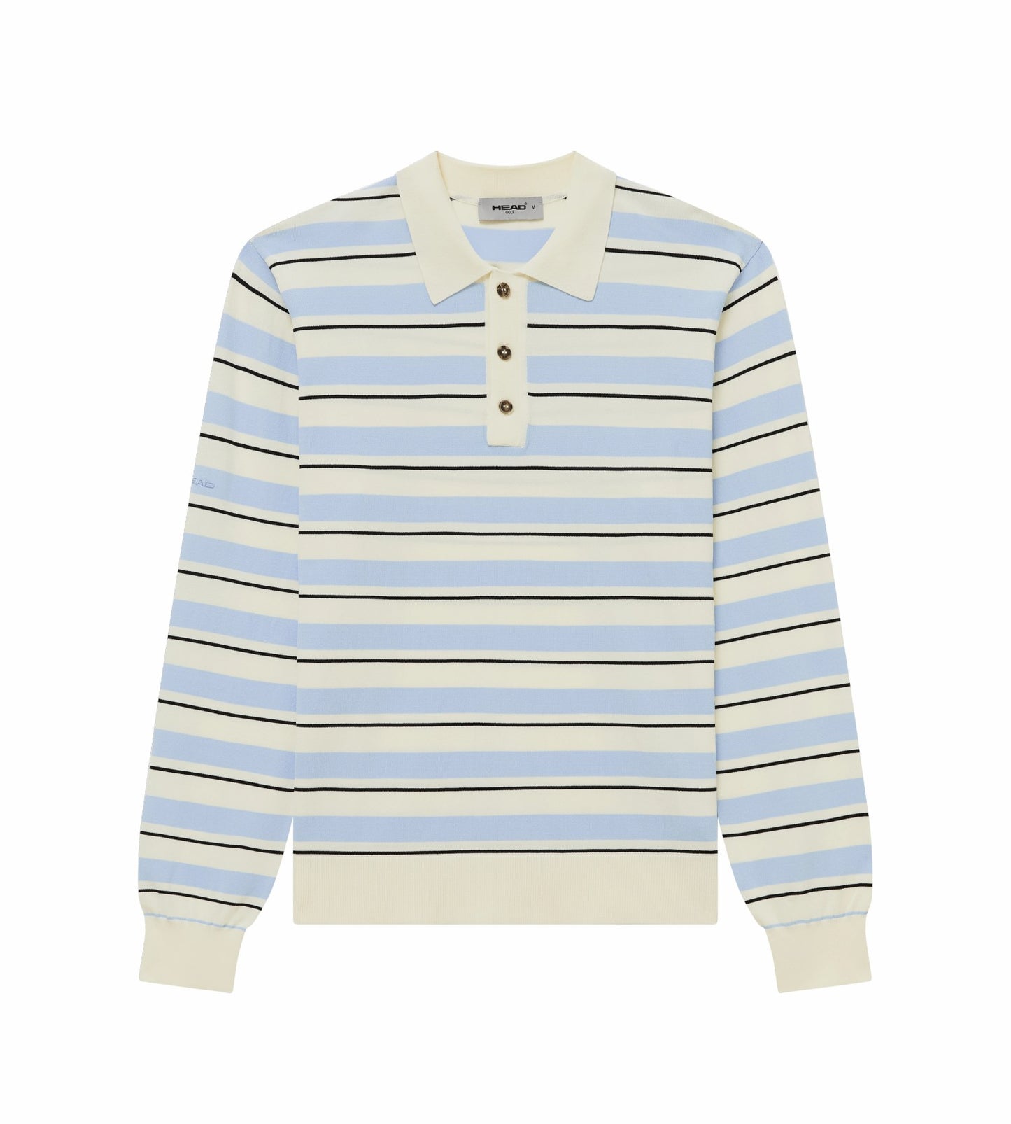 Head Golf Striped Knit Polo Shirt - Cream/Black/Blue