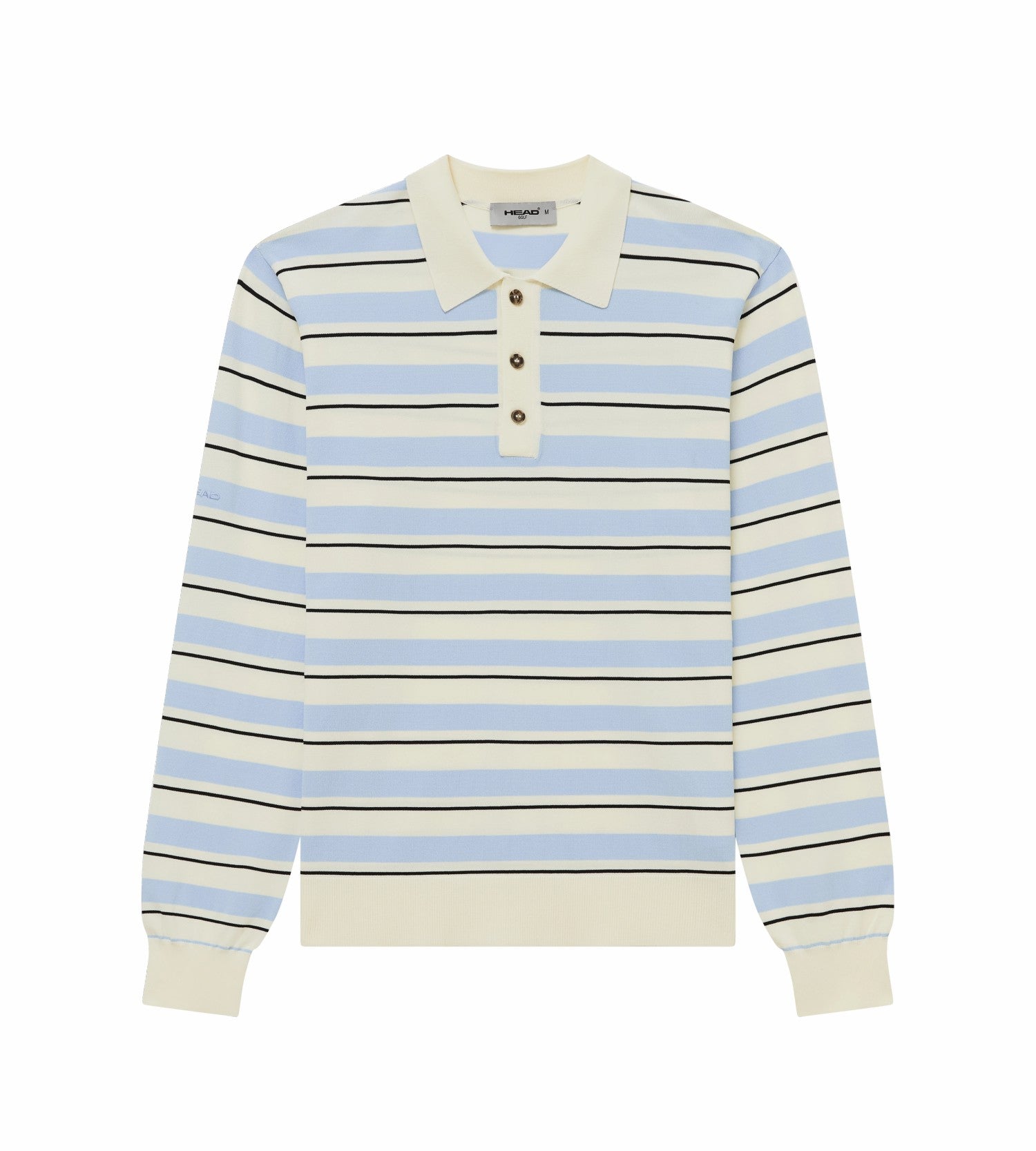 Head Golf Striped Knit Polo Shirt - Cream/Black/Blue