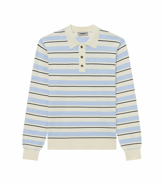 Head Golf Striped Knit Polo Shirt - Cream/Black/Blue