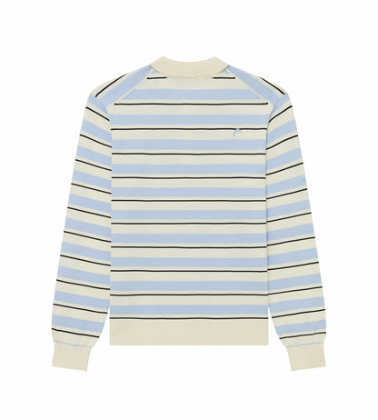 Head Golf Striped Knit Polo Shirt - Cream/Black/Blue