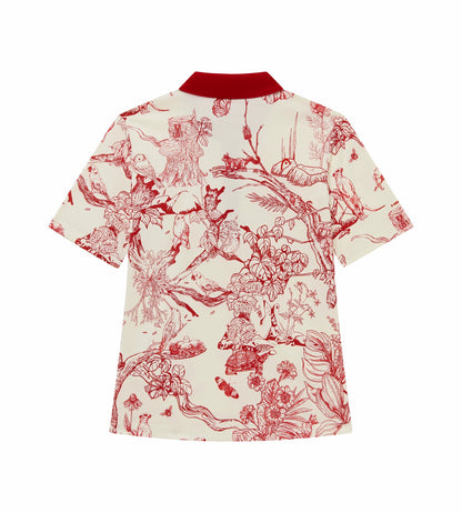 Head Golf Printed Polo - Cream/Red/Forest