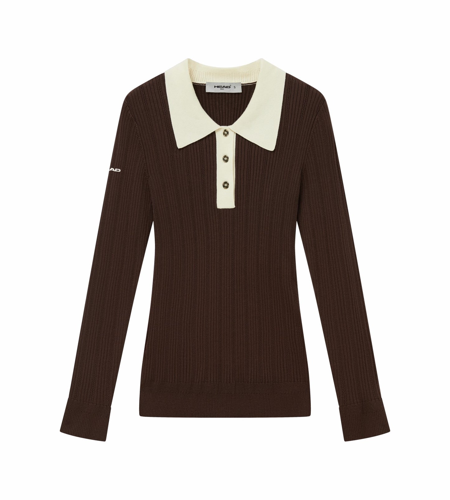 Head Golf Long Sleeve Pointelle Knit Polo - FUDGE BROWN
