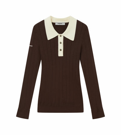 Head Golf Long Sleeve Pointelle Knit Polo - FUDGE BROWN