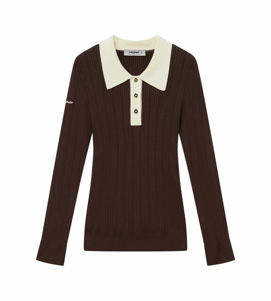 Head Golf Long Sleeve Pointelle Knit Polo - FUDGE BROWN