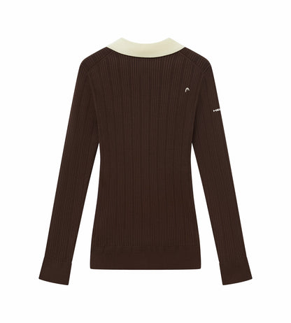 Head Golf Long Sleeve Pointelle Knit Polo - FUDGE BROWN