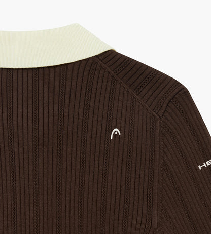 Head Golf Long Sleeve Pointelle Knit Polo - FUDGE BROWN