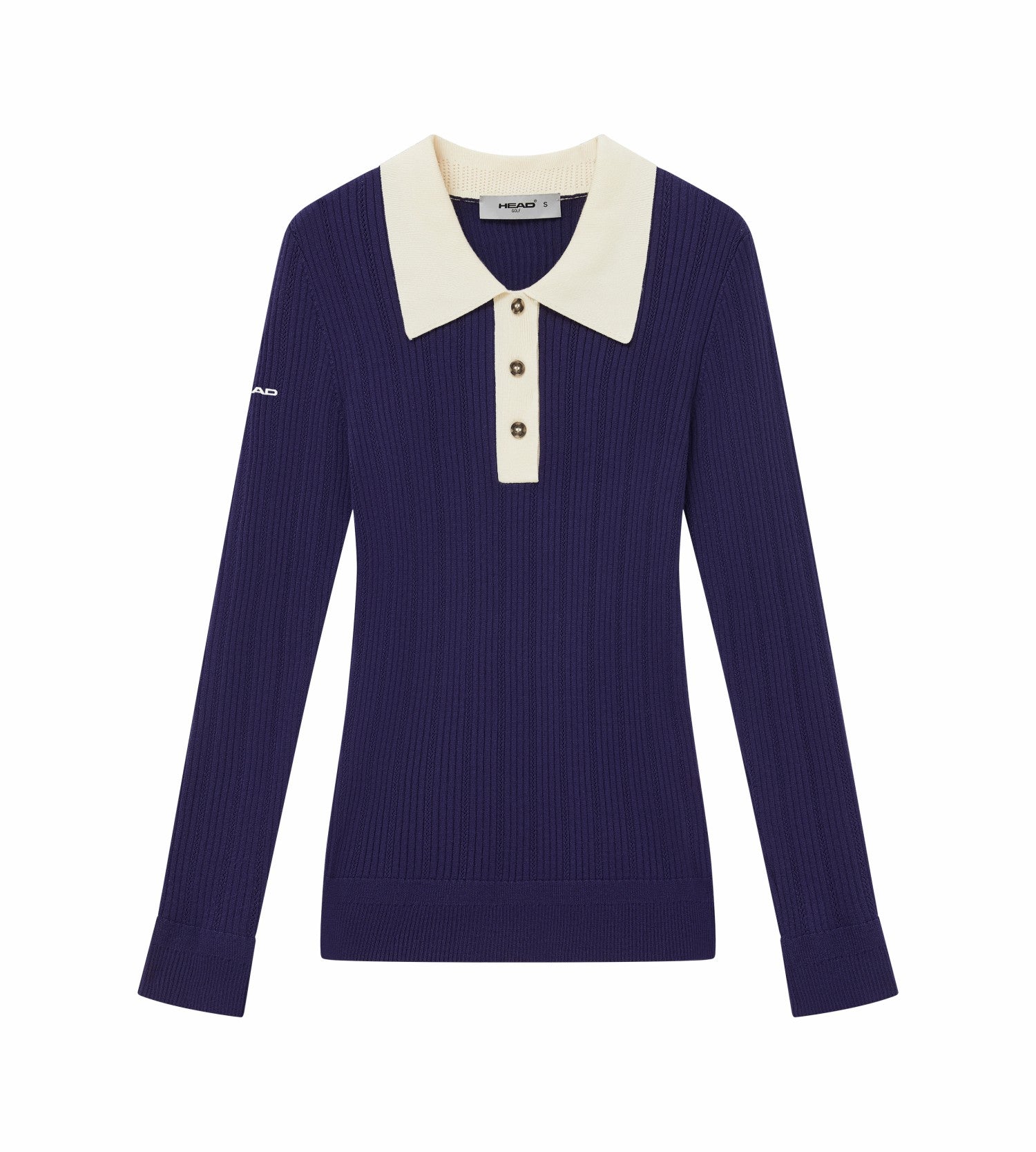 Head Golf Long Sleeve Pointelle Knit Polo - Deep Navy