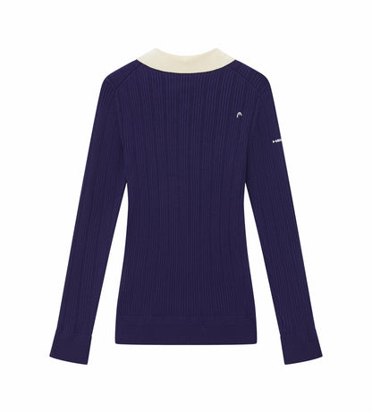 Head Golf Long Sleeve Pointelle Knit Polo - Deep Navy