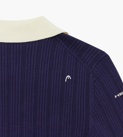 Head Golf Long Sleeve Pointelle Knit Polo - Deep Navy