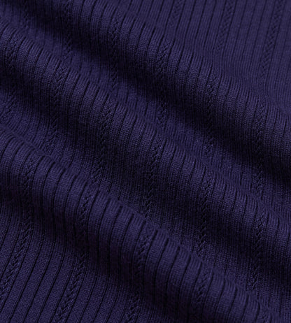 Head Golf Long Sleeve Pointelle Knit Polo - Deep Navy