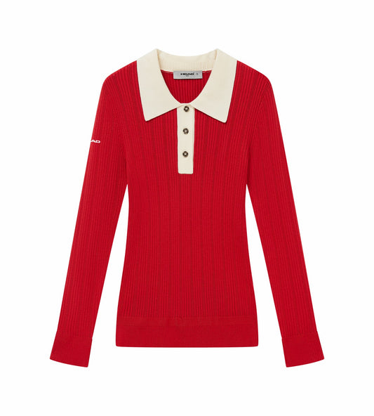 Head Golf Long Sleeve Pointelle Knit Polo - SAVVY RED
