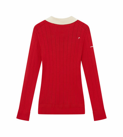 Head Golf Long Sleeve Pointelle Knit Polo - SAVVY RED