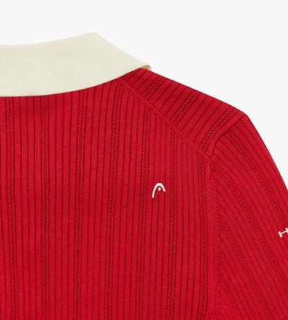 Head Golf Long Sleeve Pointelle Knit Polo - SAVVY RED
