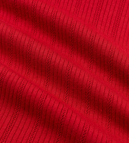 Head Golf Long Sleeve Pointelle Knit Polo - SAVVY RED