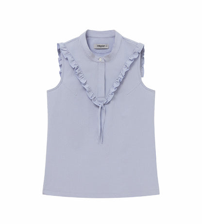 Head Golf Ruffle Sleeveless Top - CREAM/DUSTY BLUE