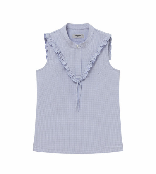 Head Golf Ruffle Sleeveless Top - CREAM/DUSTY BLUE