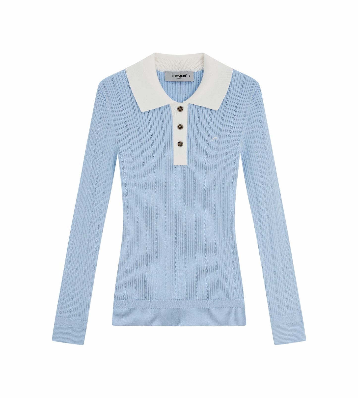 Head Golf Womens Long Sleeve Pointelle Knit Polo - Blue