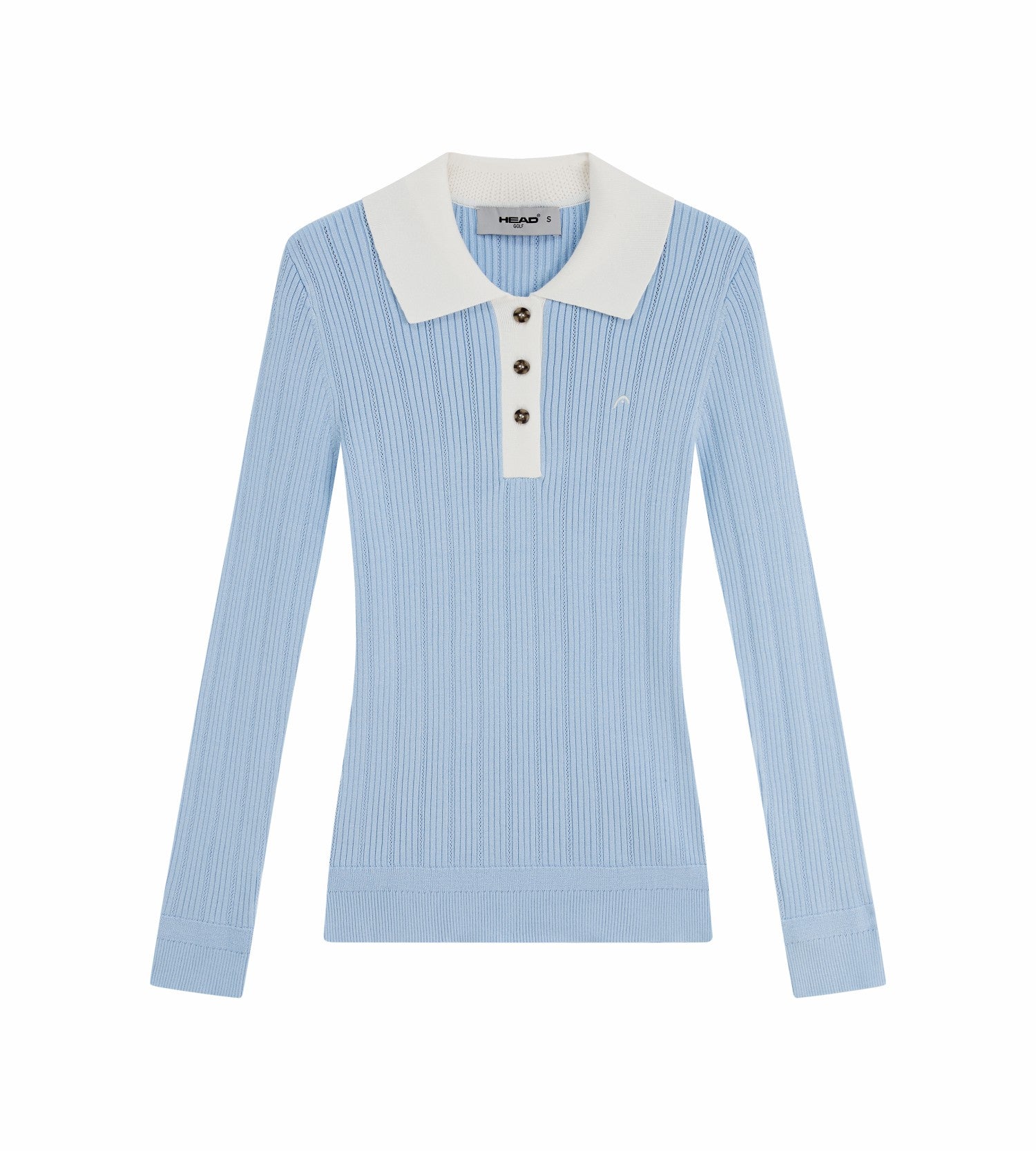 Head Golf Womens Long Sleeve Pointelle Knit Polo - Blue