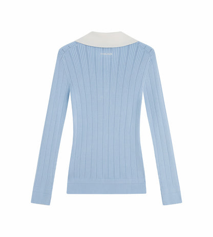 Head Golf Womens Long Sleeve Pointelle Knit Polo - Blue