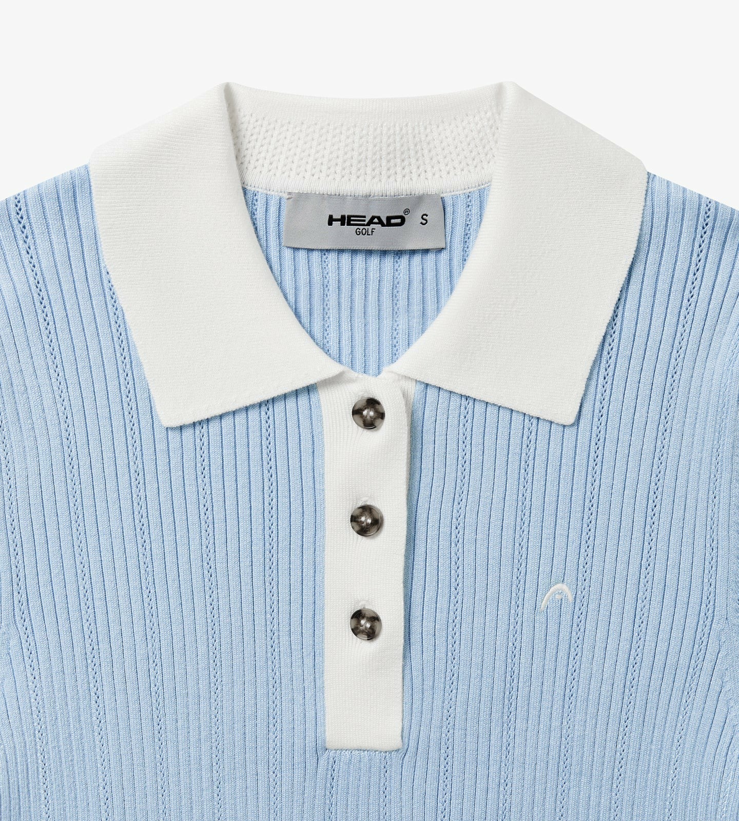 Head Golf Womens Long Sleeve Pointelle Knit Polo - Blue