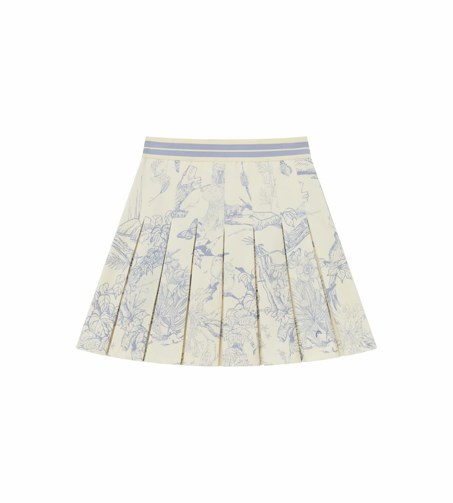 Head Golf Box Pleat Skirt - Cream/Blue/Forest