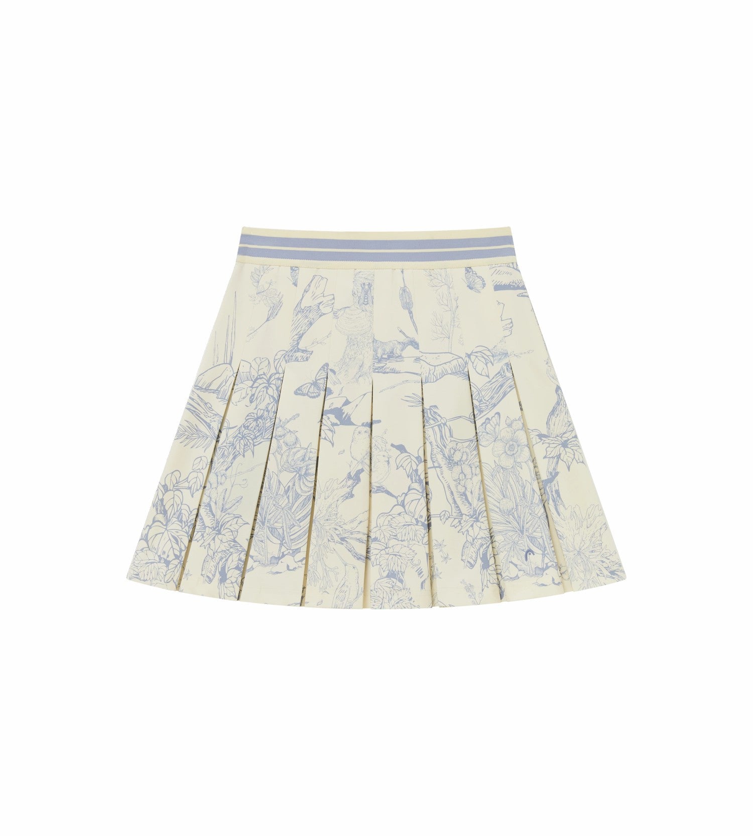 Head Golf Box Pleat Skirt - Cream/Blue/Forest