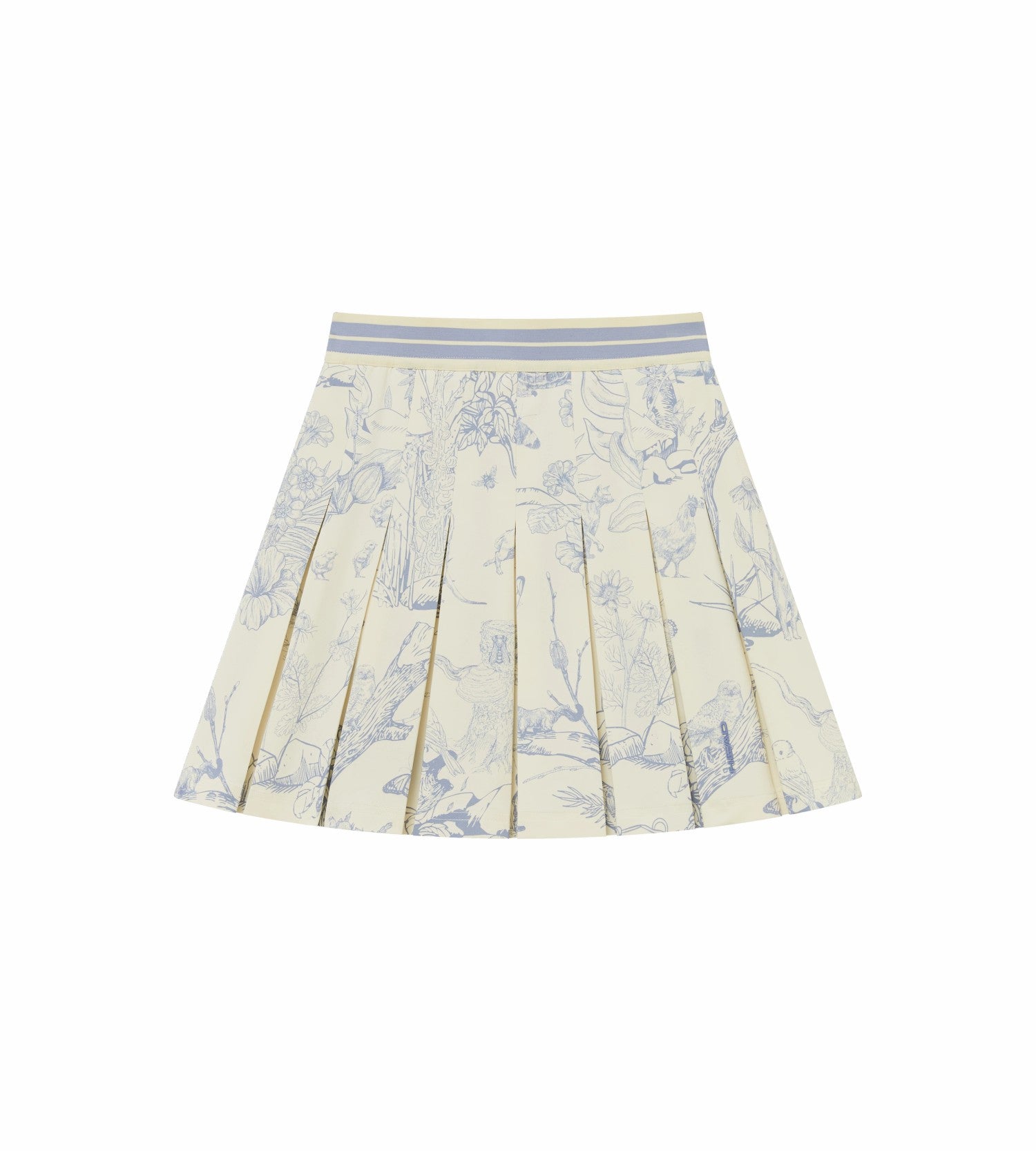 Head Golf Box Pleat Skirt - Cream/Blue/Forest