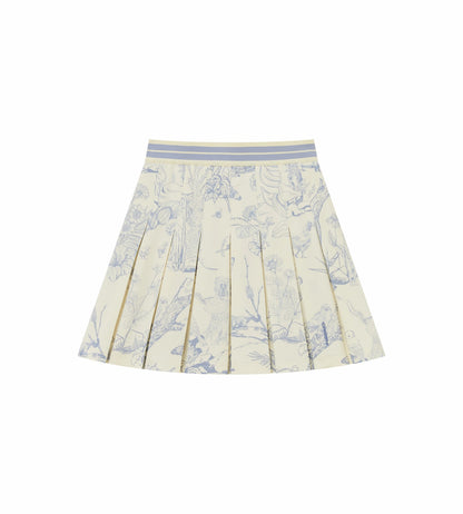 Head Golf Box Pleat Skirt - Cream/Blue/Forest