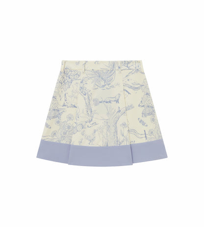 Head Golf Bound Box Pleat Skirt - Cream/Blue/Forest