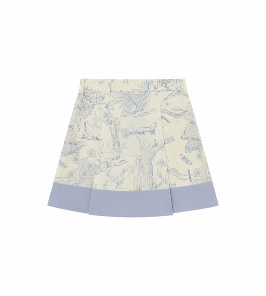 Head Golf Bound Box Pleat Skirt - Cream/Blue/Forest