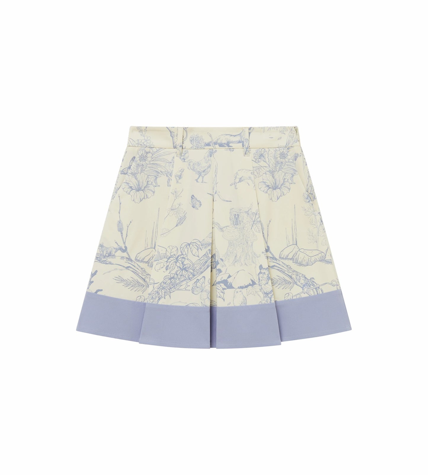 Head Golf Bound Box Pleat Skirt - Cream/Blue/Forest