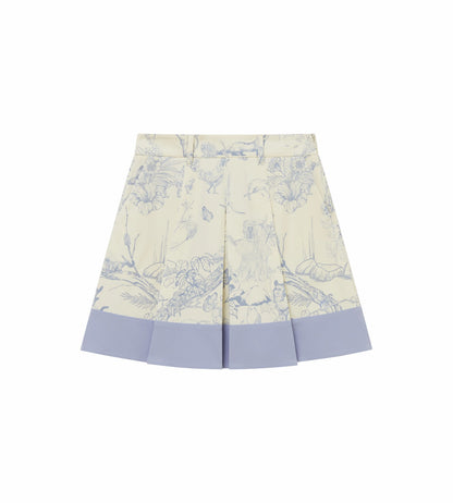 Head Golf Bound Box Pleat Skirt - Cream/Blue/Forest