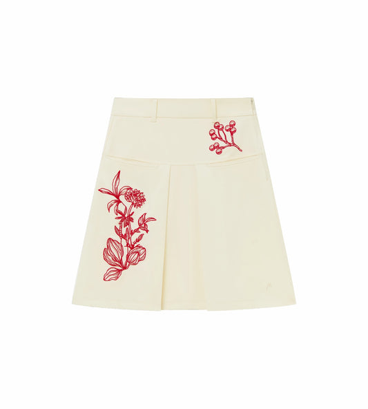 Head Golf Yoke Pleat Skirt - Cream
