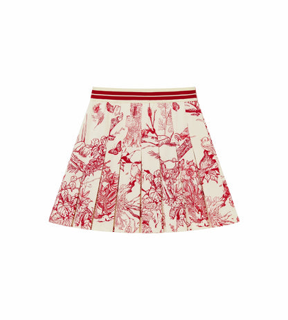 Head Golf Box Pleat Skirt - Cream/Red/Forest