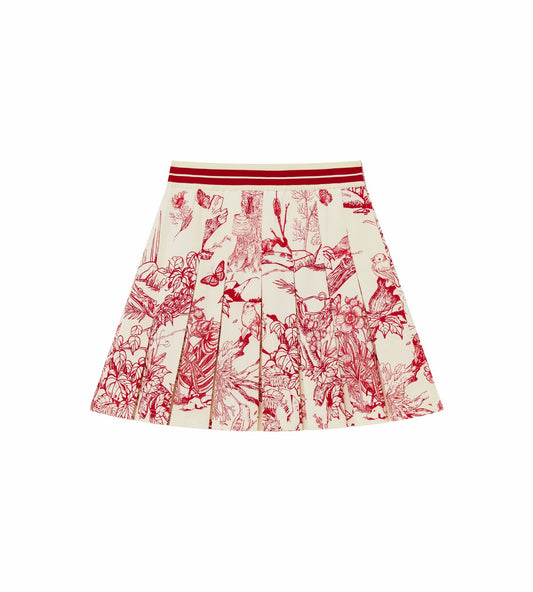 Head Golf Box Pleat Skirt - Cream/Red/Forest