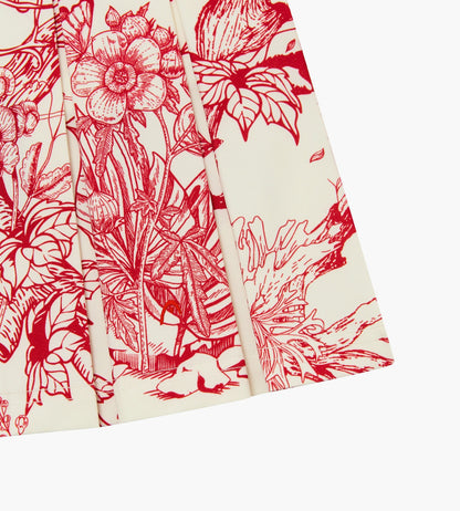 Head Golf Box Pleat Skirt - Cream/Red/Forest
