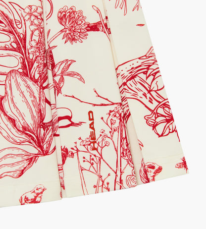 Head Golf Box Pleat Skirt - Cream/Red/Forest