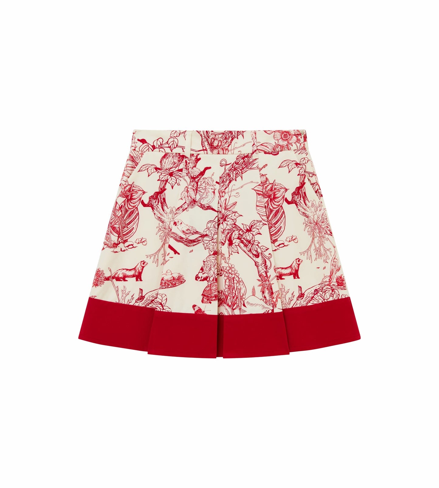 Head Golf Bound Box Pleat Skirt - Cream/Red/Forest