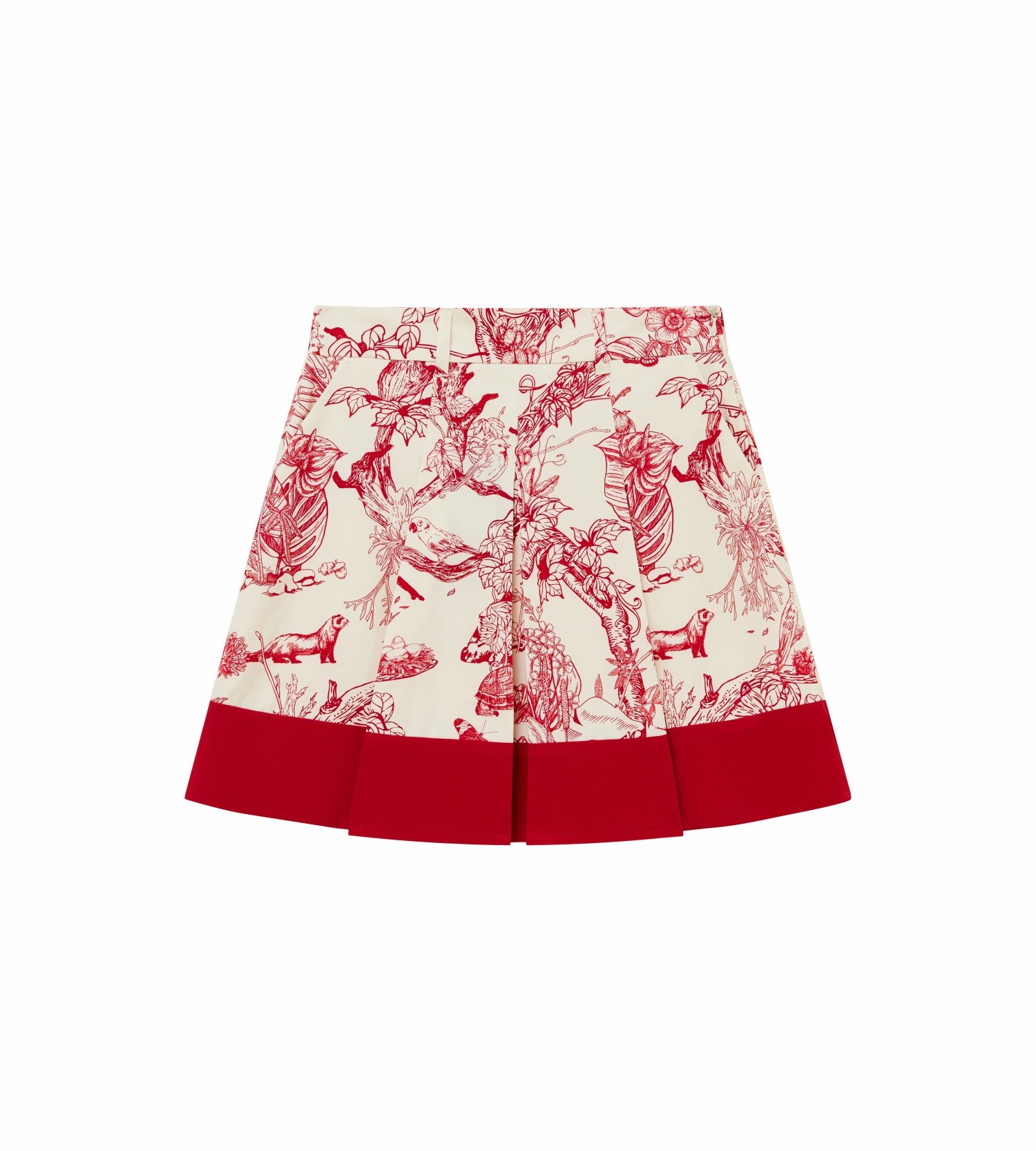 Head Golf Bound Box Pleat Skirt - Cream/Red/Forest