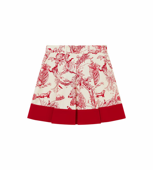 Head Golf Bound Box Pleat Skirt - Cream/Red/Forest