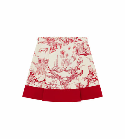 Head Golf Bound Box Pleat Skirt - Cream/Red/Forest