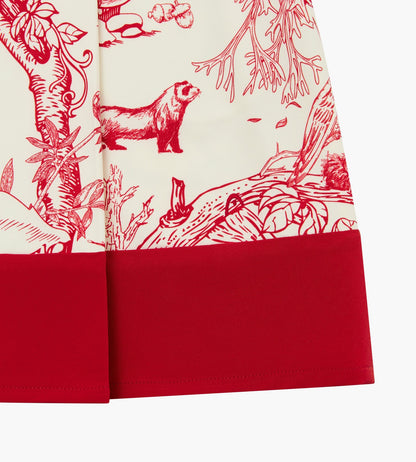 Head Golf Bound Box Pleat Skirt - Cream/Red/Forest