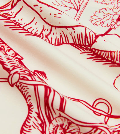 Head Golf Bound Box Pleat Skirt - Cream/Red/Forest