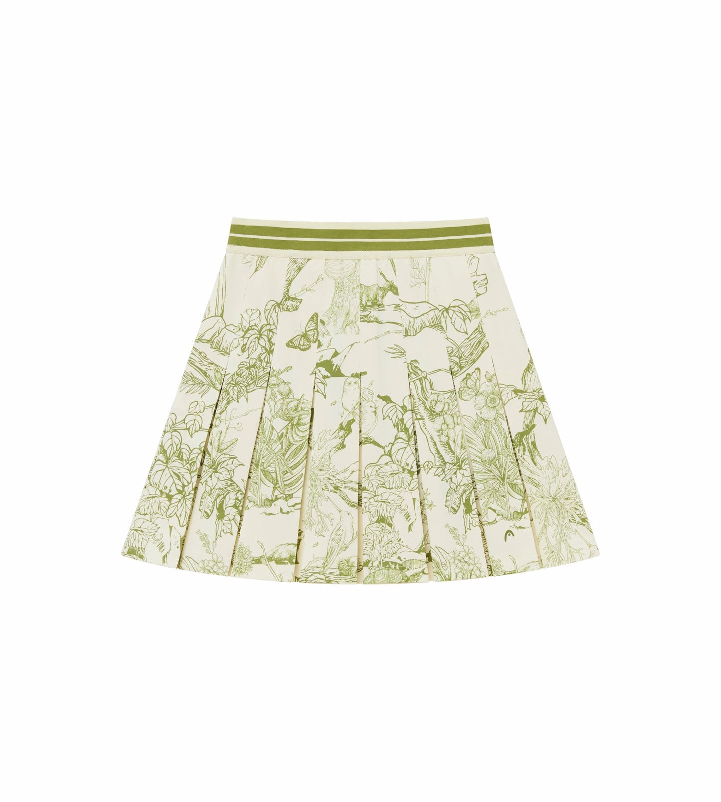 Head Golf Box Pleat Skirt - Cream/Green/Forest